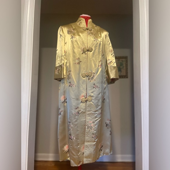 Stunning Reversible Vintage Asian Patterned Housecoat Duster Jacket / Robe - Picture 6 of 16
